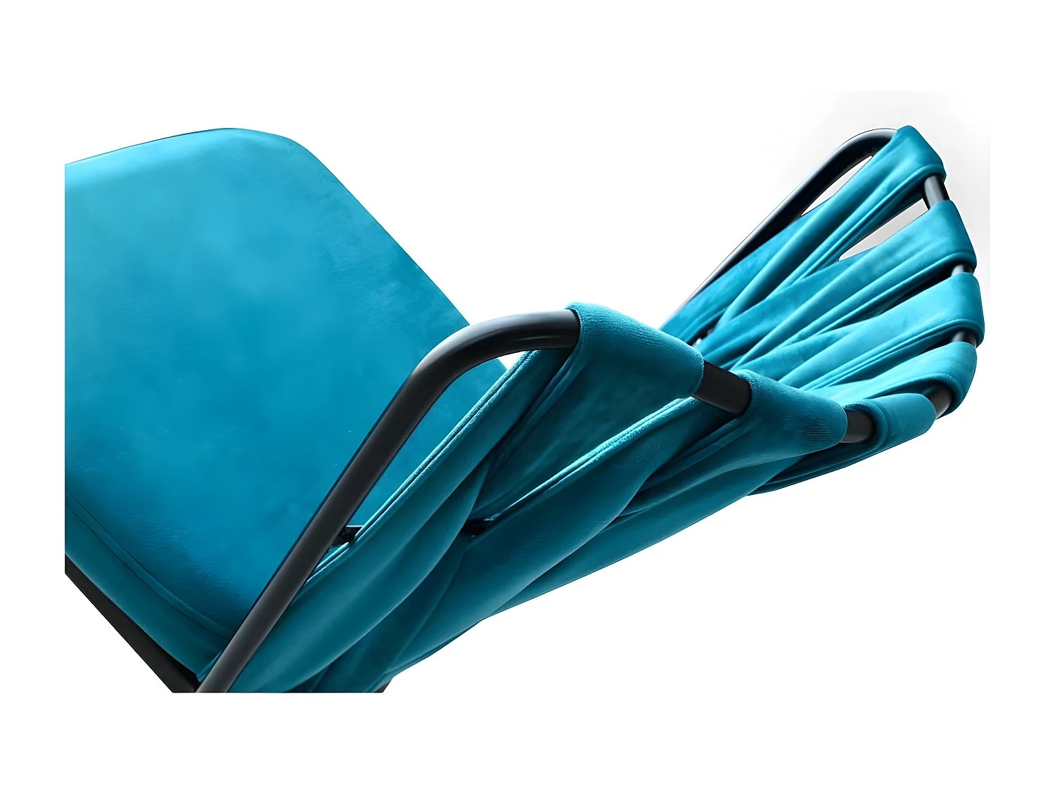 Lot de 4 chaises Scribe Métal Noir et Velours Turquoise