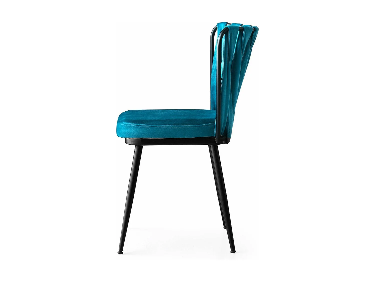 Lot de 4 chaises Scribe Métal Noir et Velours Turquoise