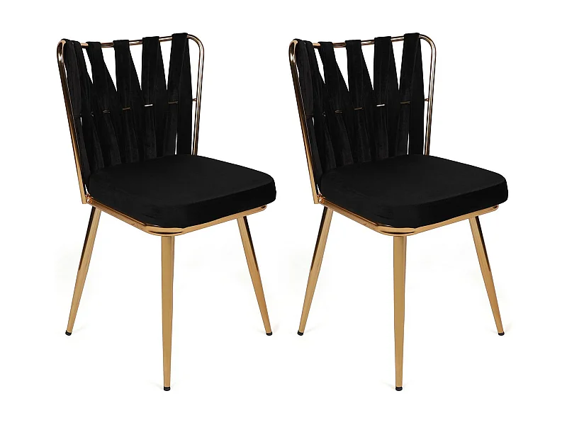 Lot de 2 chaises Scribe Métal Or et Velours Noir