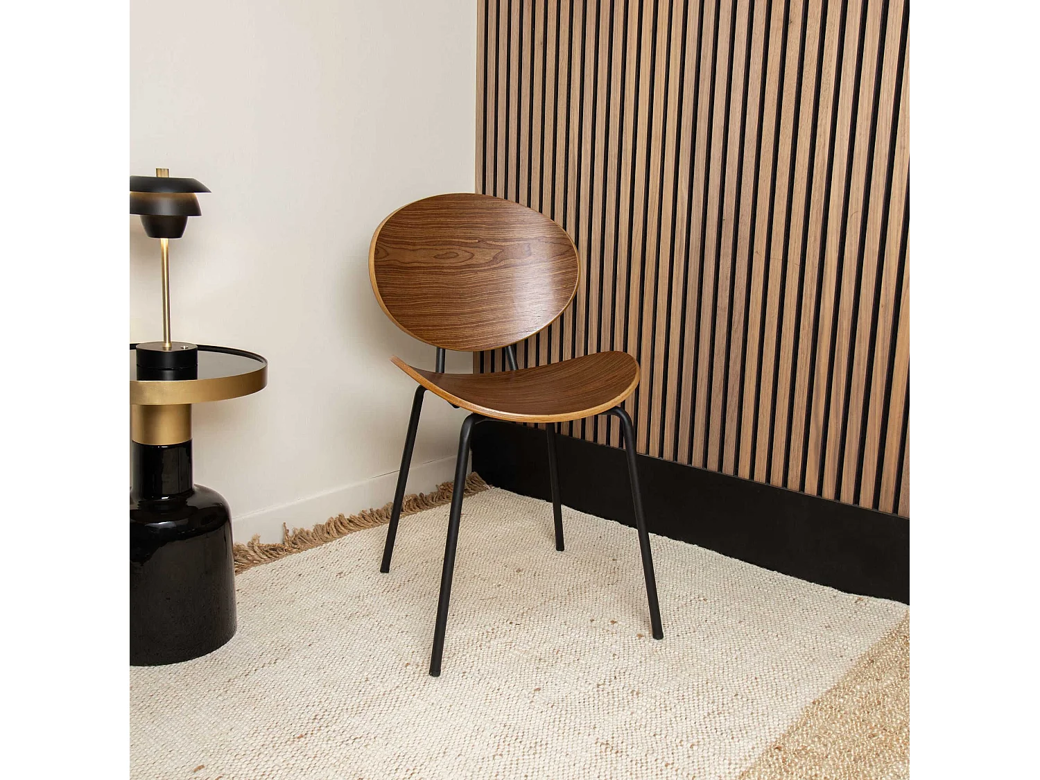 Now's Home - Lot De 2 Chaises En Bois Fonce Et Pieds En Metal Noir