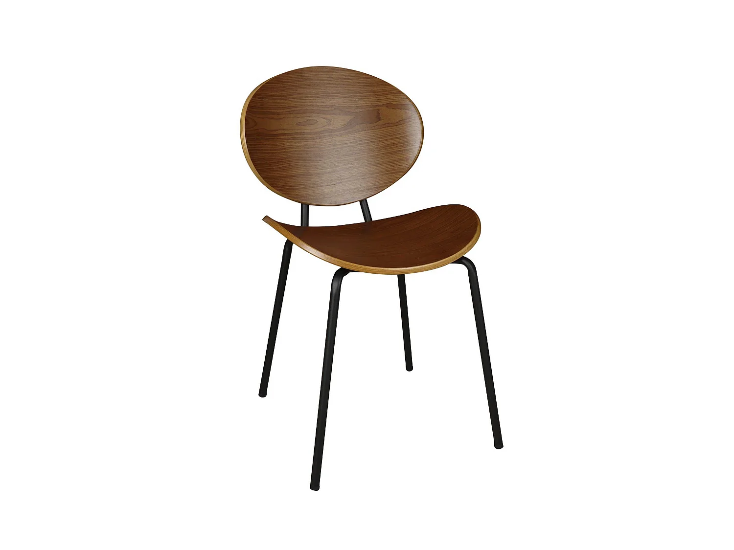 Now's Home - Lot De 2 Chaises En Bois Fonce Et Pieds En Metal Noir
