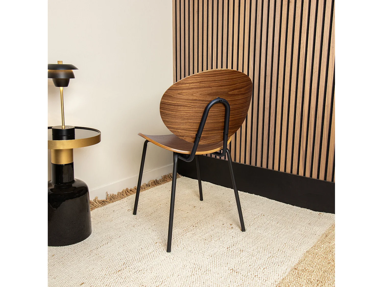 Now's Home - Lot De 2 Chaises En Bois Fonce Et Pieds En Metal Noir