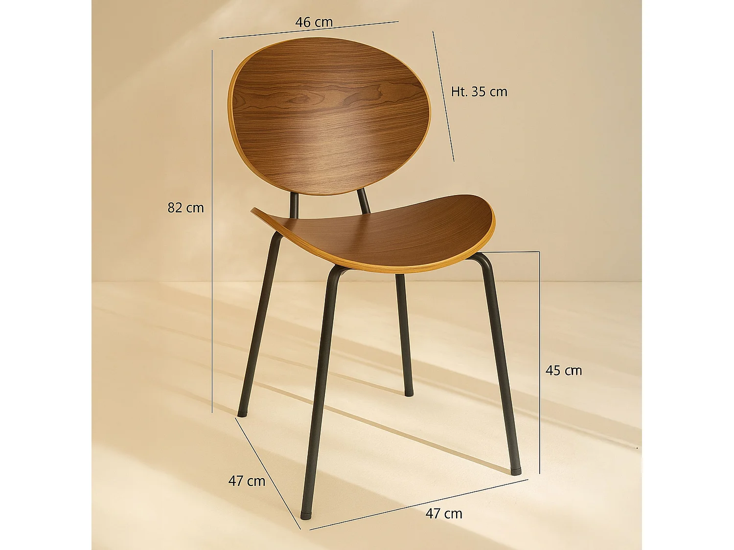 Now's Home - Lot De 2 Chaises En Bois Foncé Et Pieds En Métal Noir