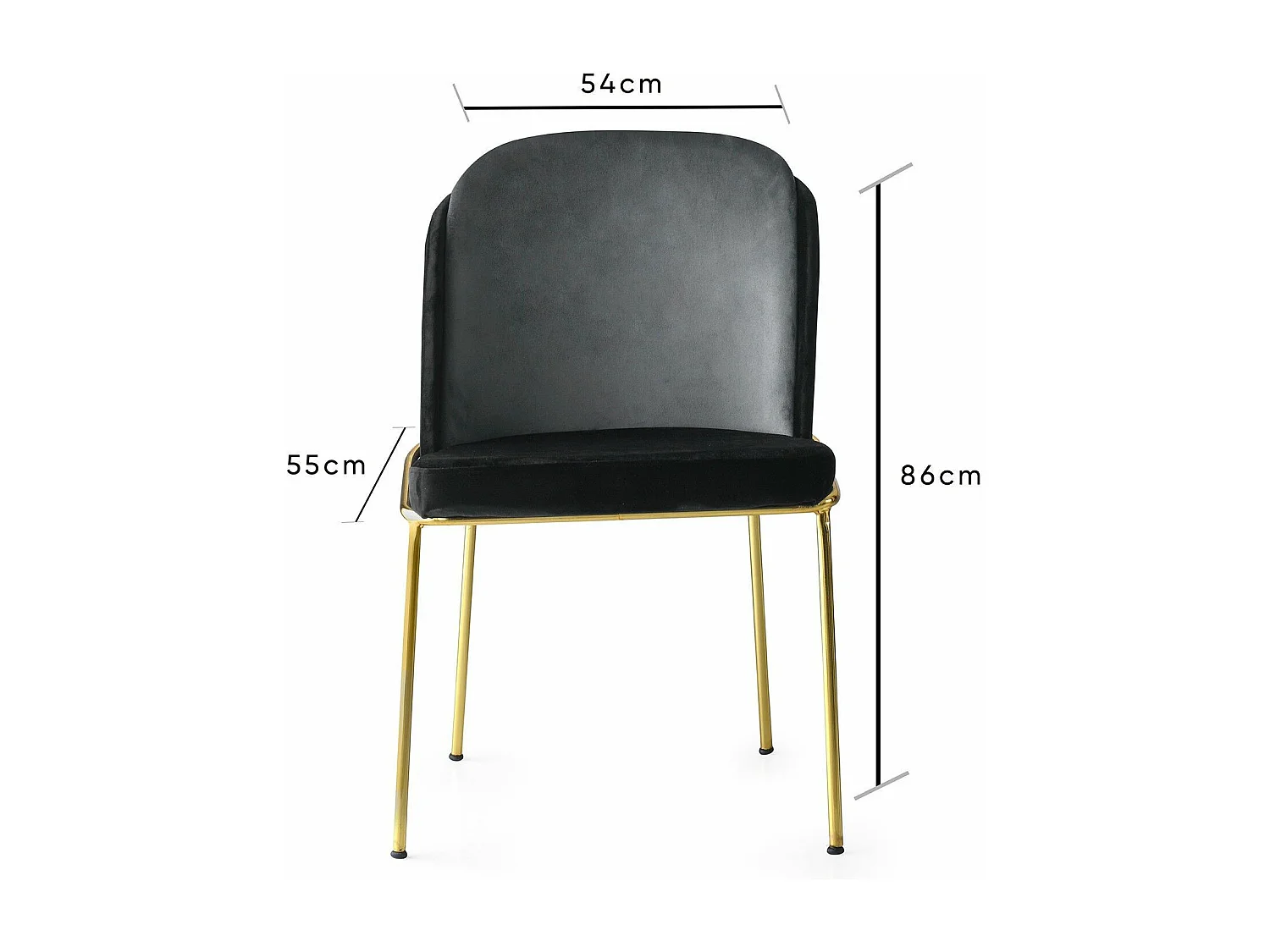 Lot de 2 chaises Kymil Métal Or et Velours Noir