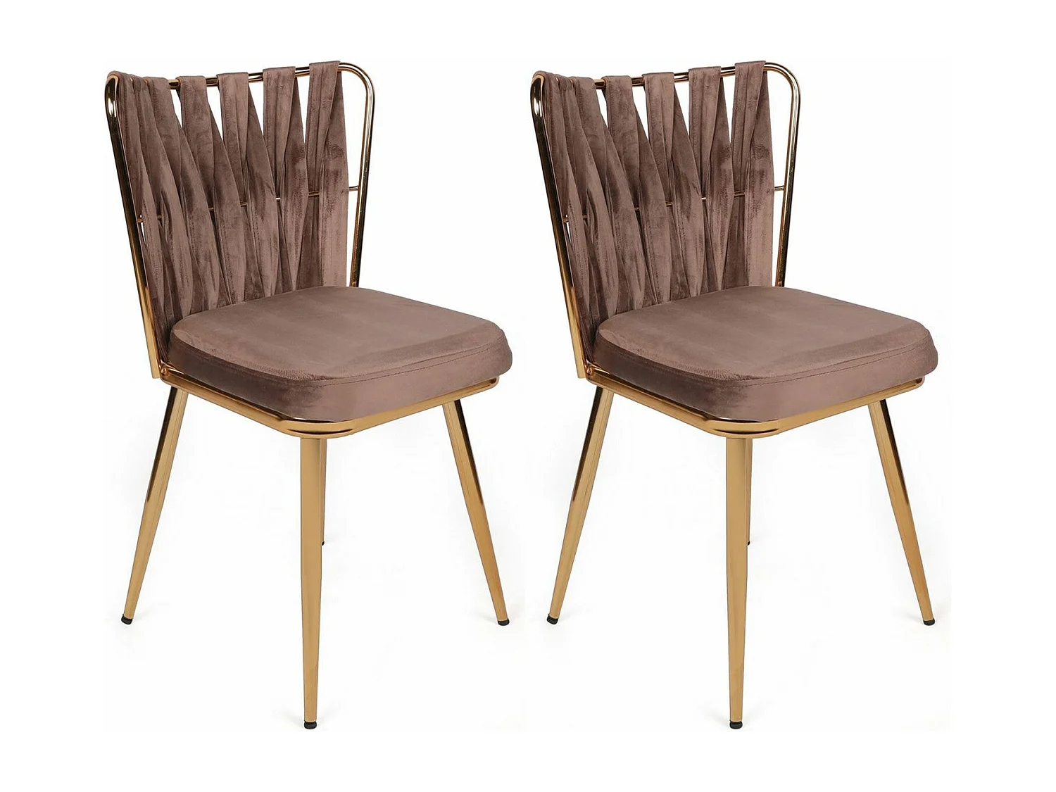 Lot de 4 chaises Scribe Métal Or et Velours Marron clair