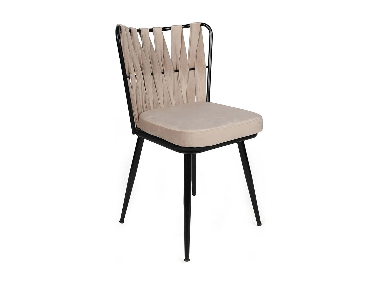 Lot de 2 chaises Scribe Métal Noir et Velours Blanc crème