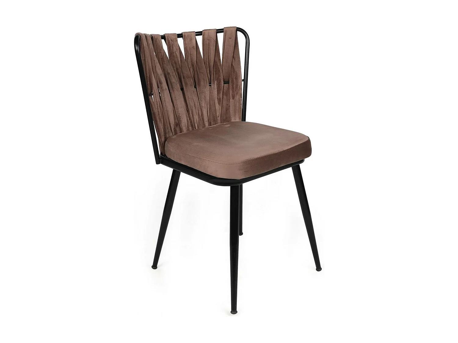 Lot de 2 chaises Scribe Métal Noir et Velours Marron clair