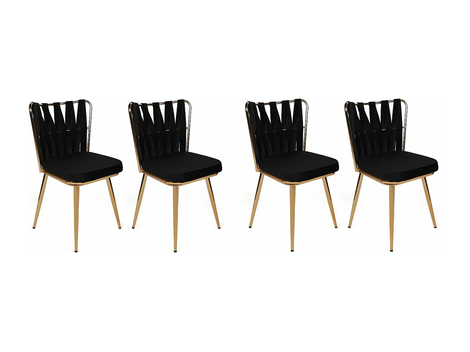 Lot de 4 chaises Scribe Métal Or et Velours Noir