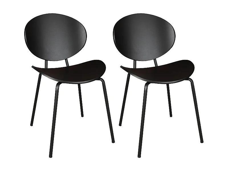 Now's Home - Lot De 2 Chaises En Bois Et Pieds En Metal Noir