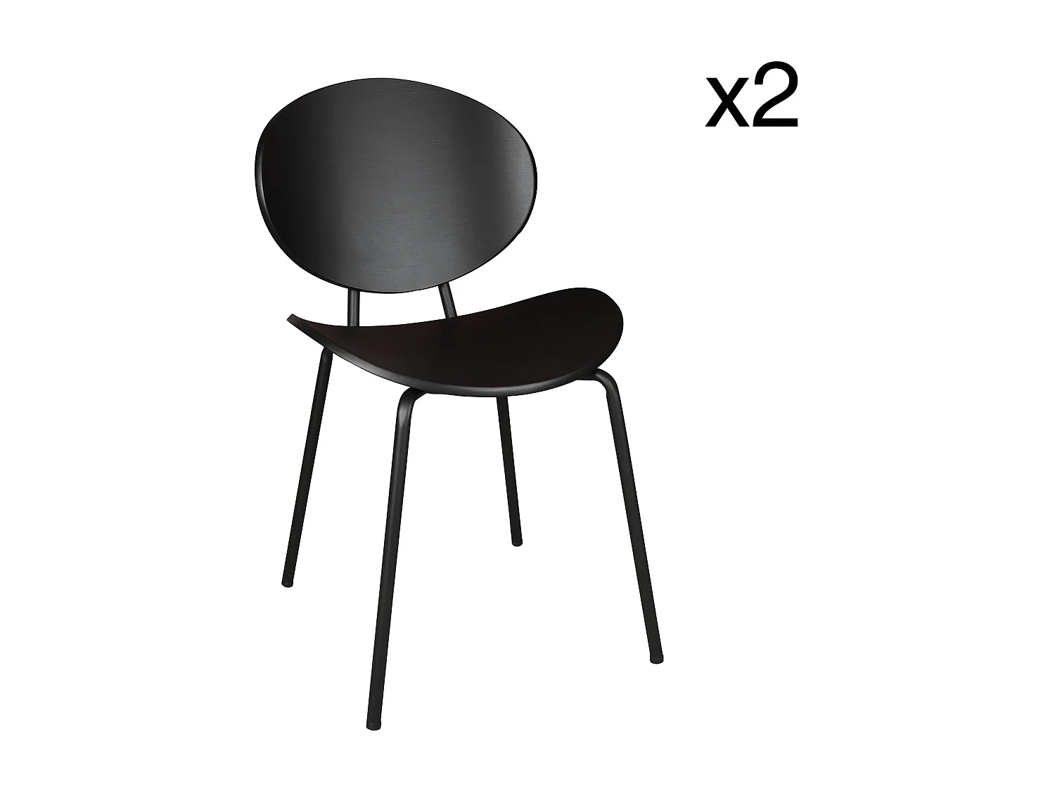 Now's Home - Lot De 2 Chaises En Bois Et Pieds En Metal Noir