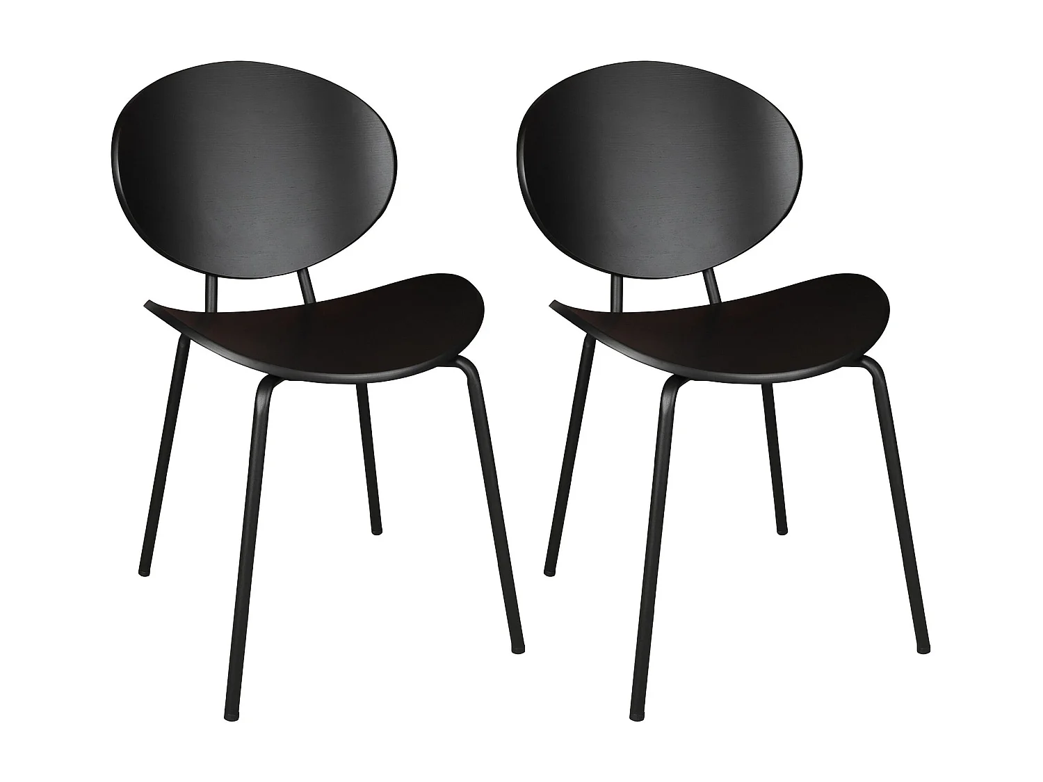 Now's Home - Lot De 2 Chaises En Bois Et Pieds En Metal Noir
