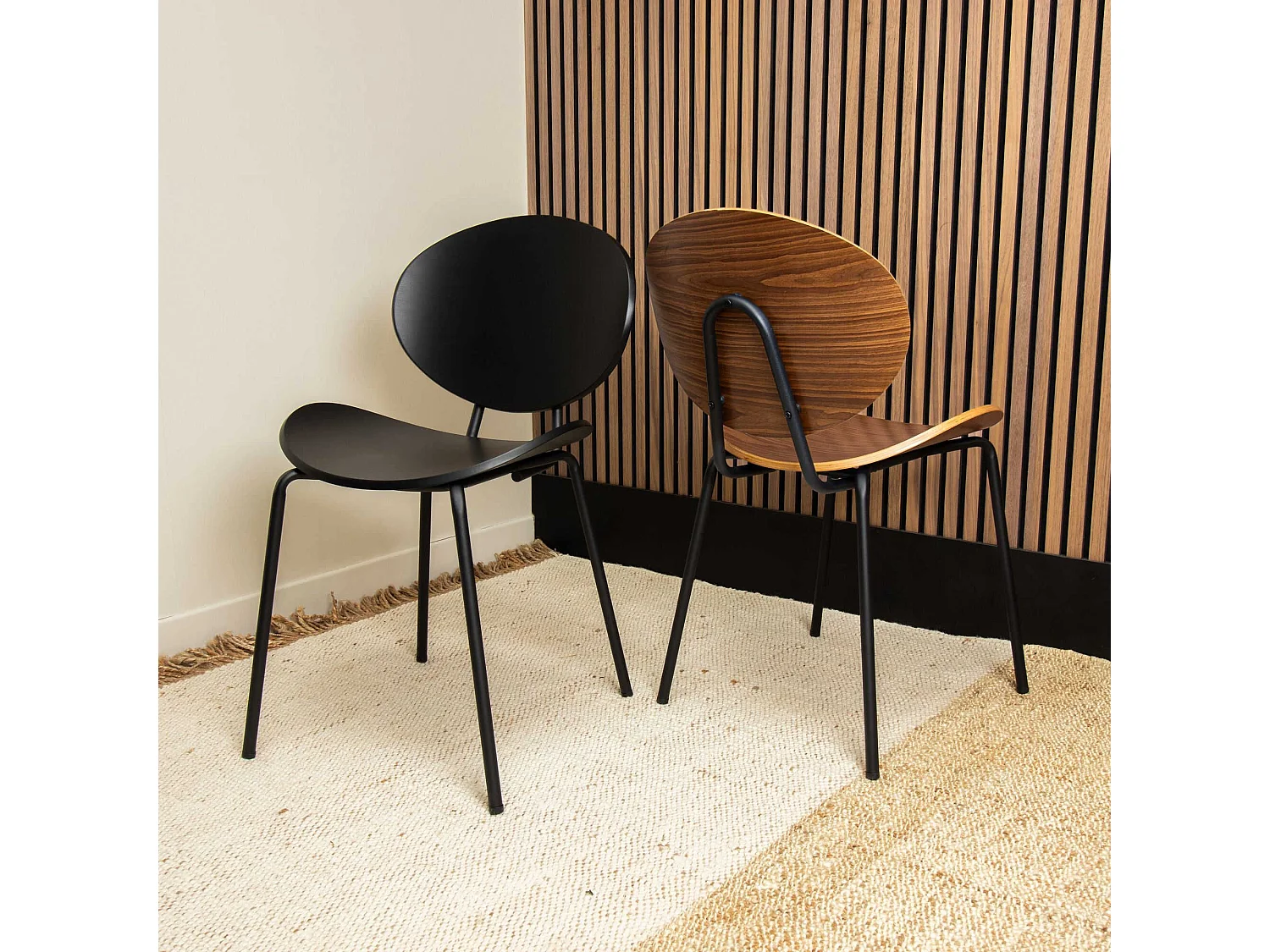 Now's Home - Lot De 2 Chaises En Bois Et Pieds En Metal Noir