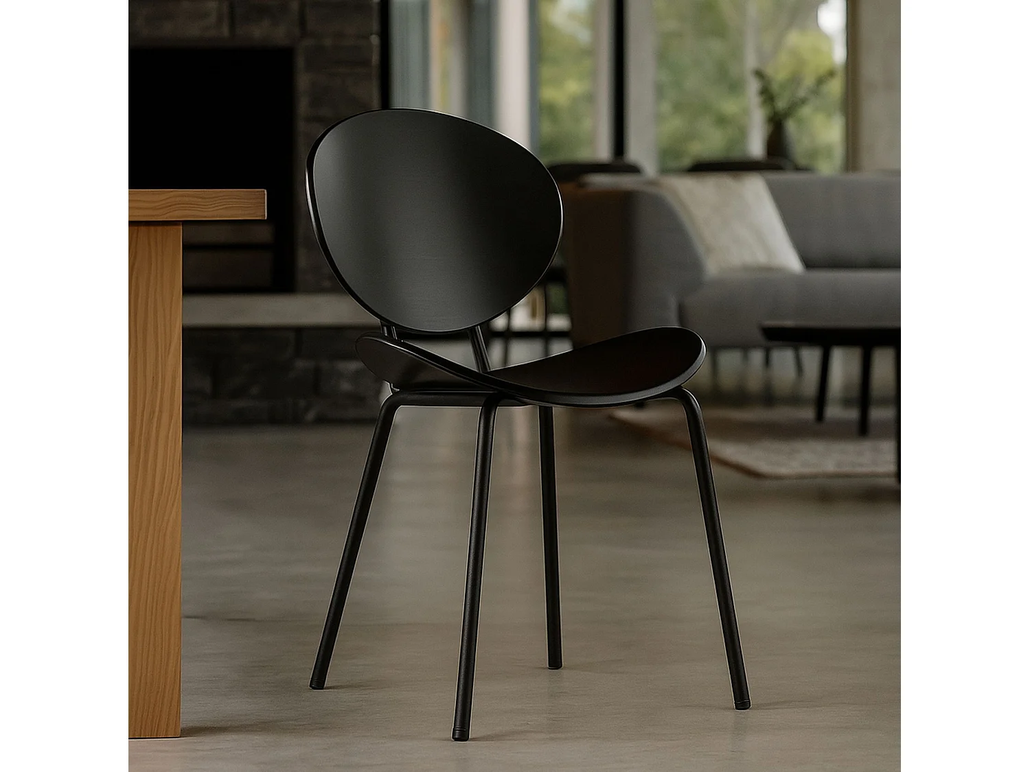 Now's Home - Lot De 2 Chaises En Bois Et Pieds En Metal Noir