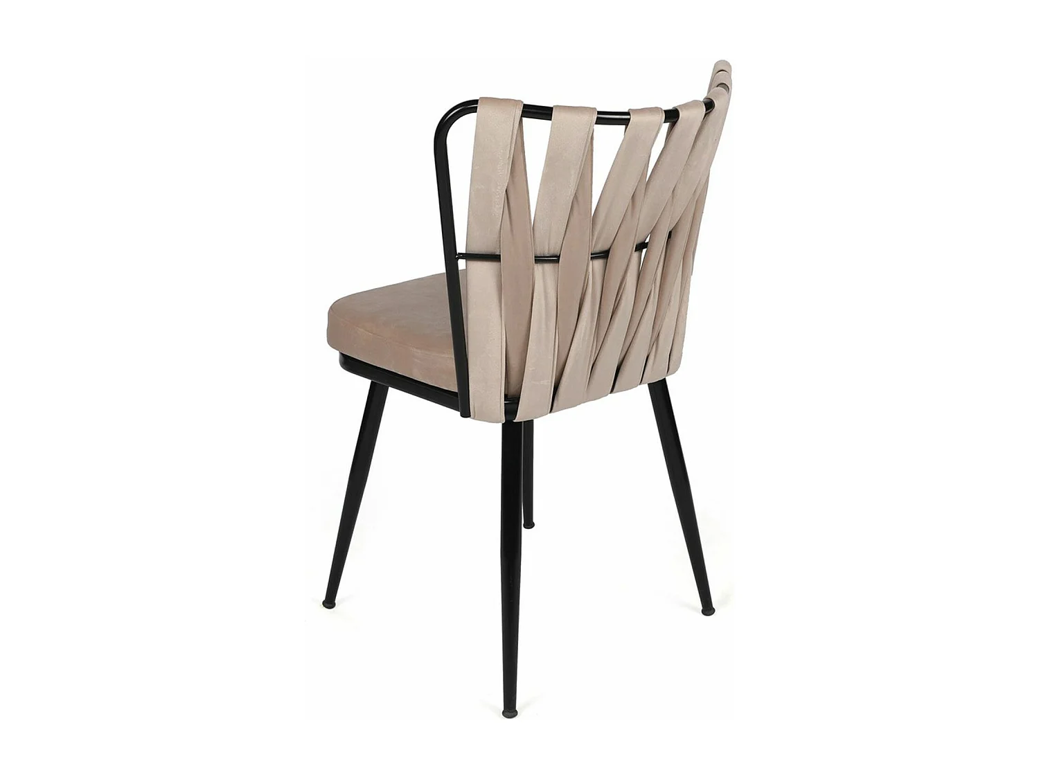 Lot de 4 chaises Scribe Métal Noir et Velours Blanc crème