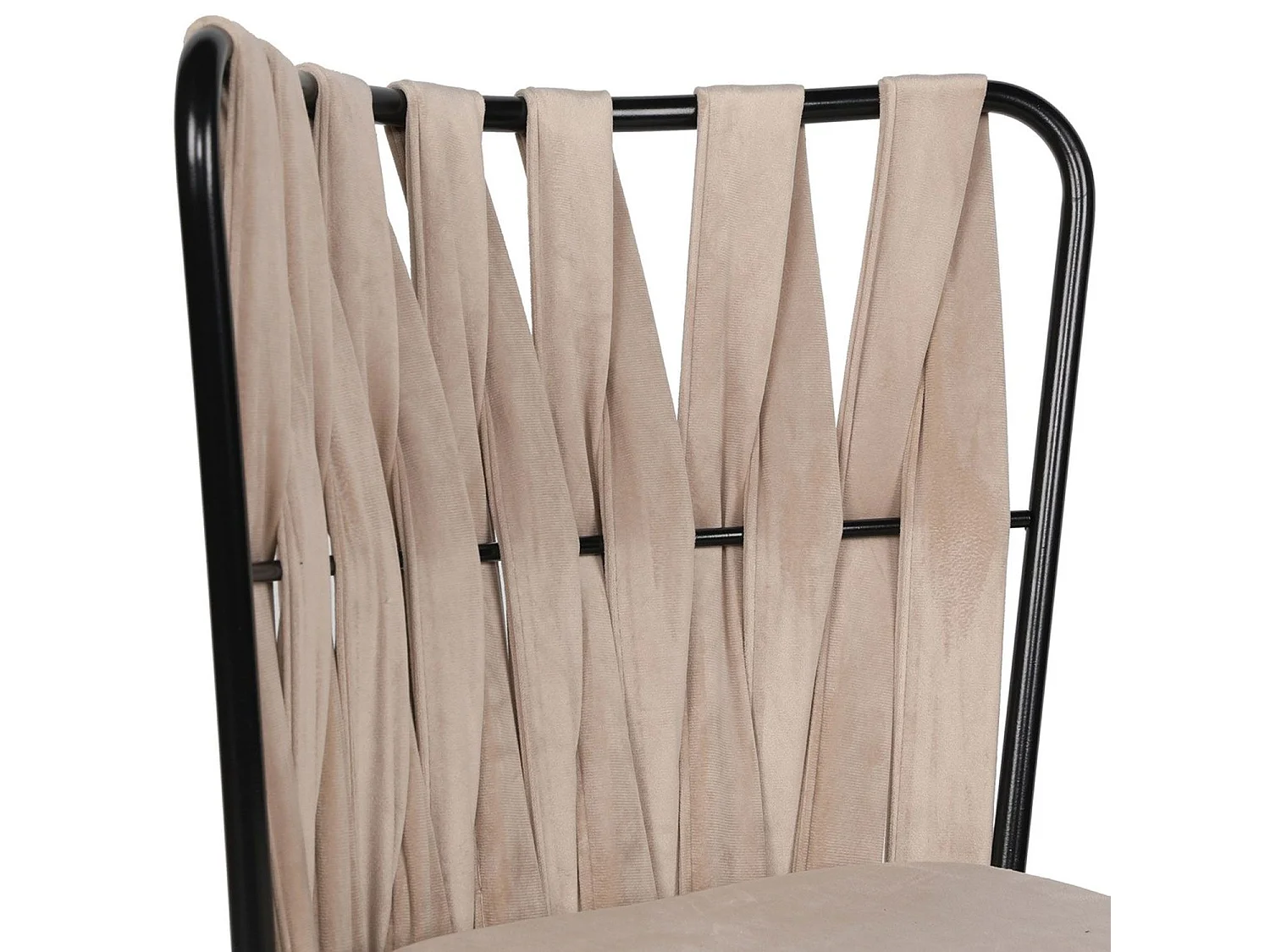 Lot de 4 chaises Scribe Métal Noir et Velours Blanc crème