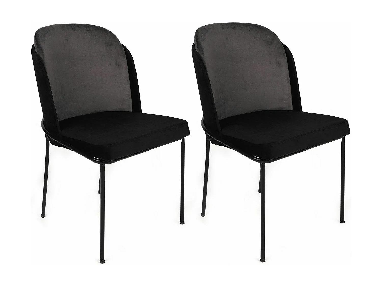 Lot de 2 chaises Kymil Métal et Velours Gris