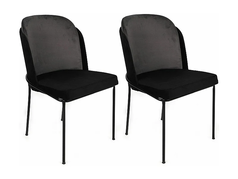 Lot de 2 chaises Kymil Métal et Velours Gris