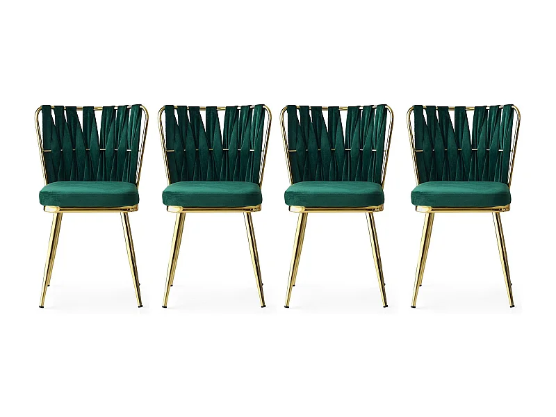 Lot de 4 chaises Scribe Métal Or et Velours Vert