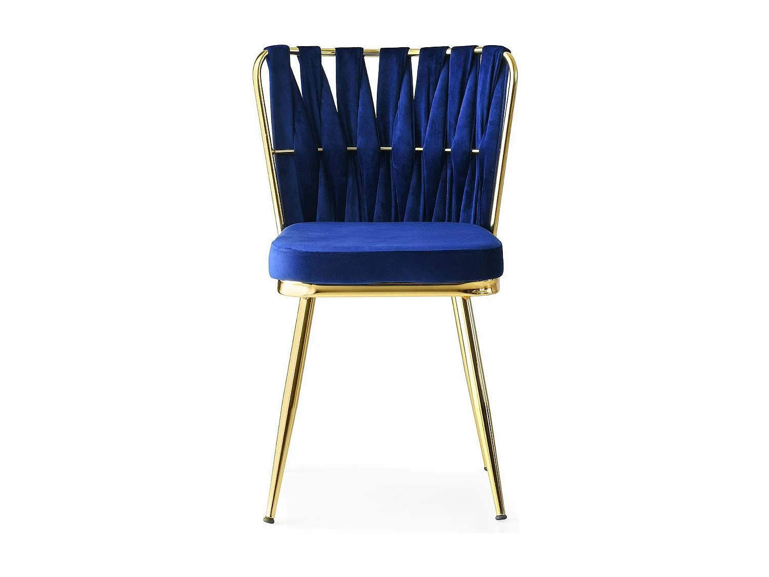 Conjunto de sillas Kailua 1648, Azul oscuro|Dorado, 82x43x43cm, Tapiz, Metálico