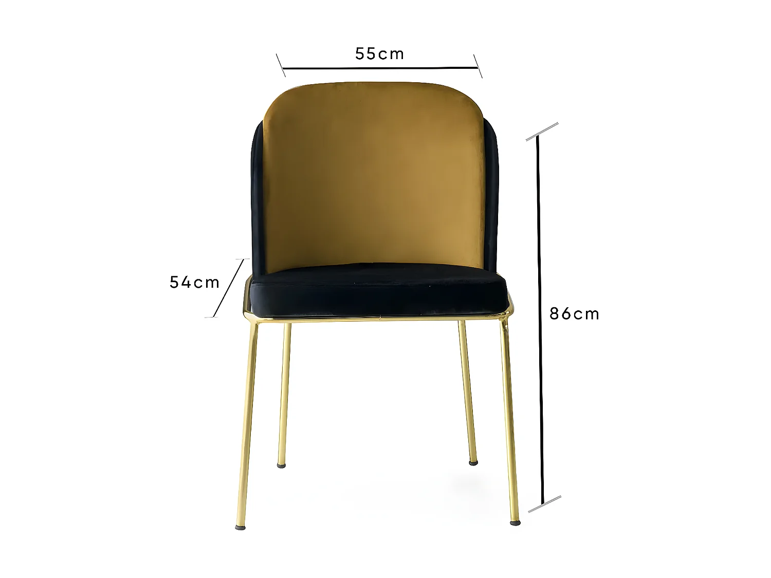 Conjunto de sillas Kailua 1649, Negro|Dorado, 86x54x55cm, Tapiz, Metálico