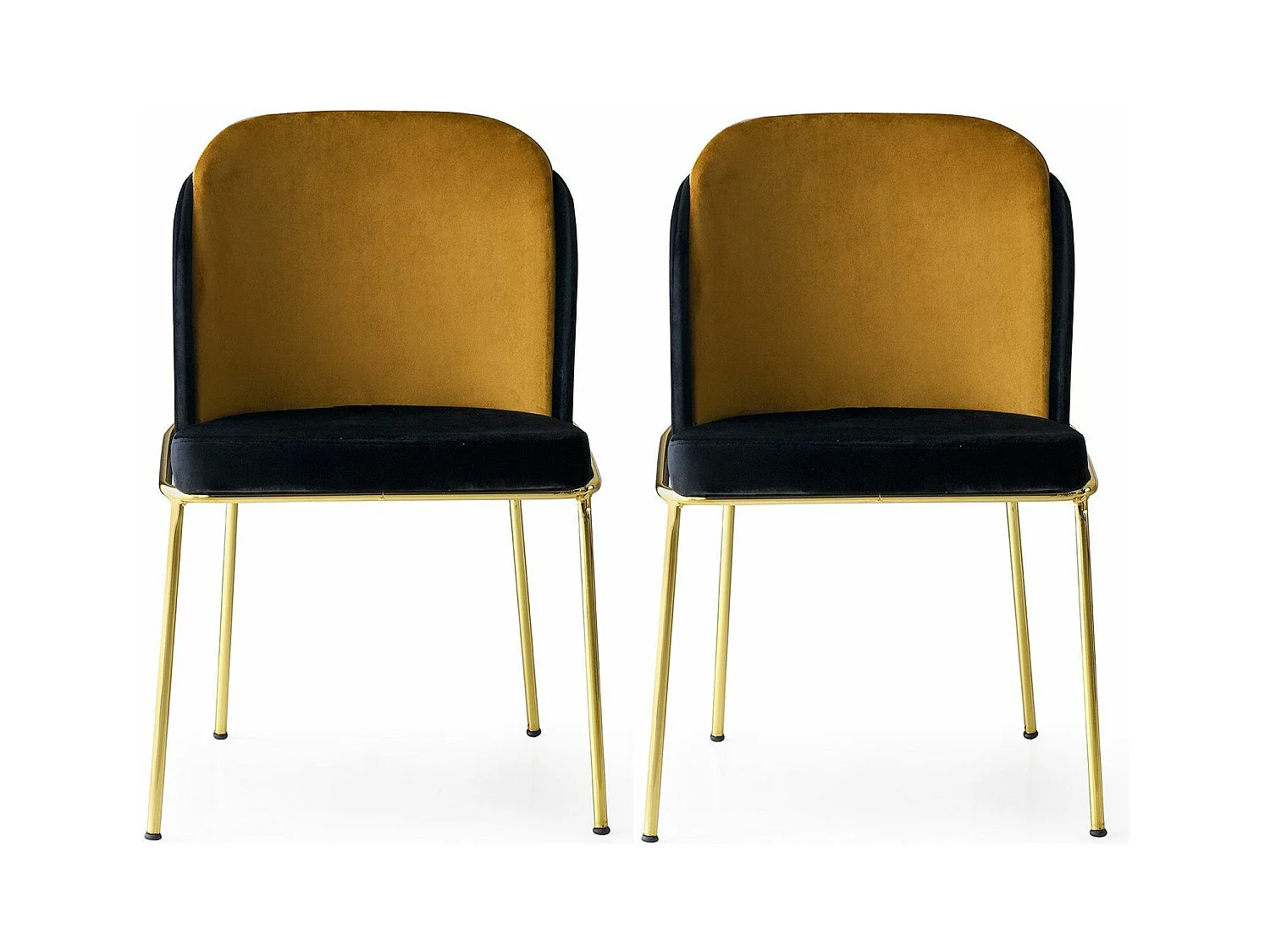 Lot de 2 chaises Kymil Métal Or et Velours Or et Noir