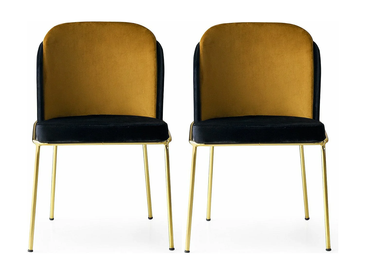 Lot de 2 chaises Kymil Métal Or et Velours Or et Noir