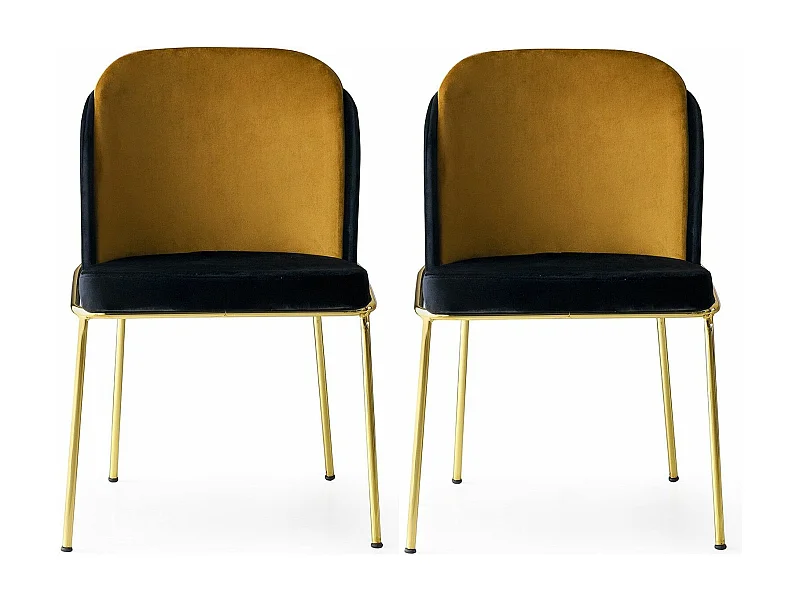 Conjunto de sillas Kailua 1649, Negro|Dorado, 86x54x55cm, Tapiz, Metálico