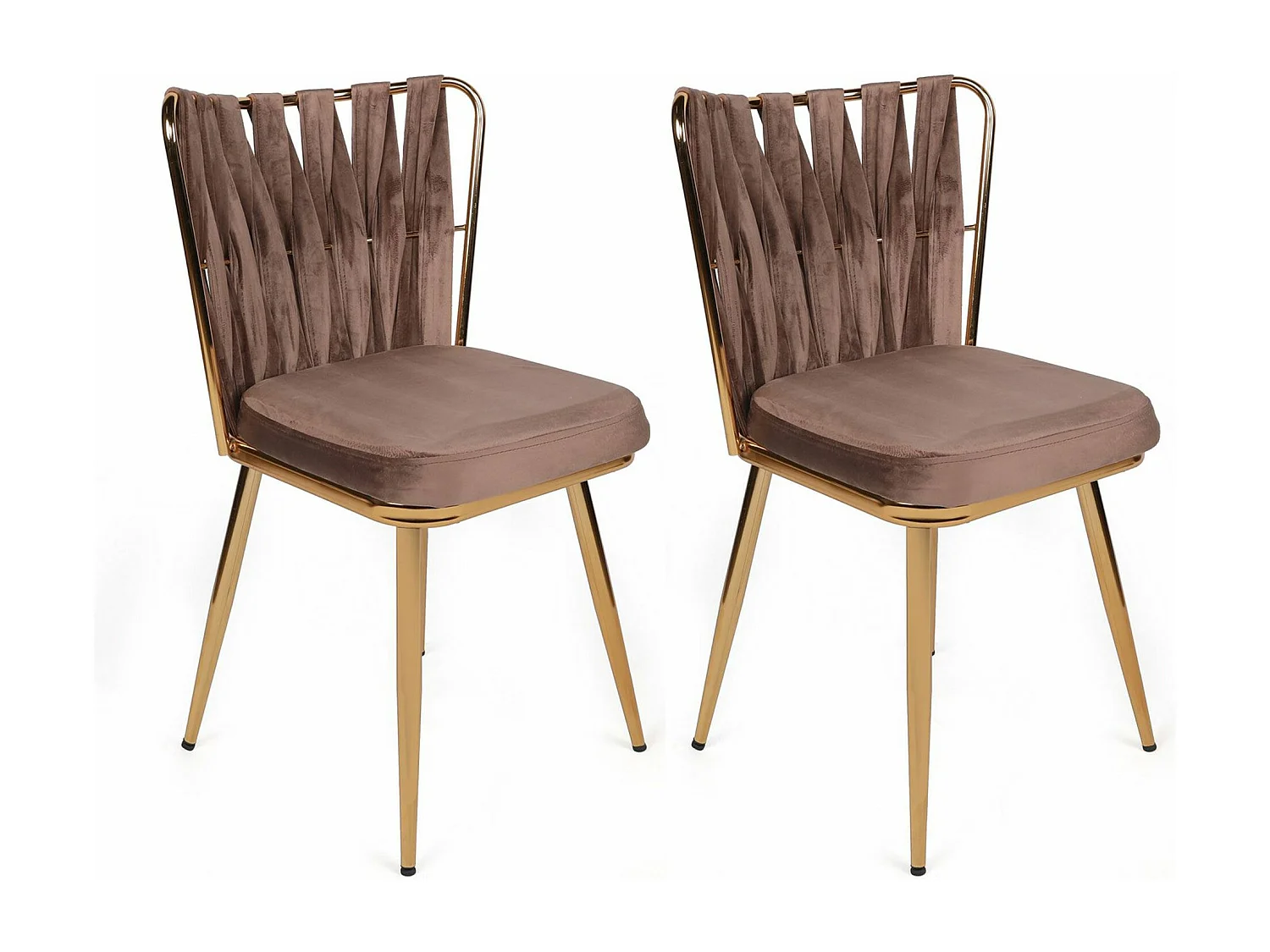 Lot de 2 chaises Scribe Métal Or et Velours Marron clair