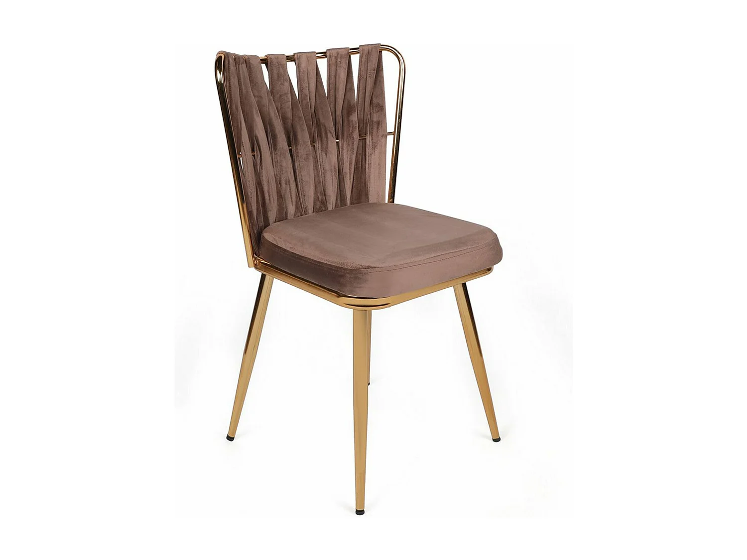 Lot de 2 chaises Scribe Métal Or et Velours Marron clair