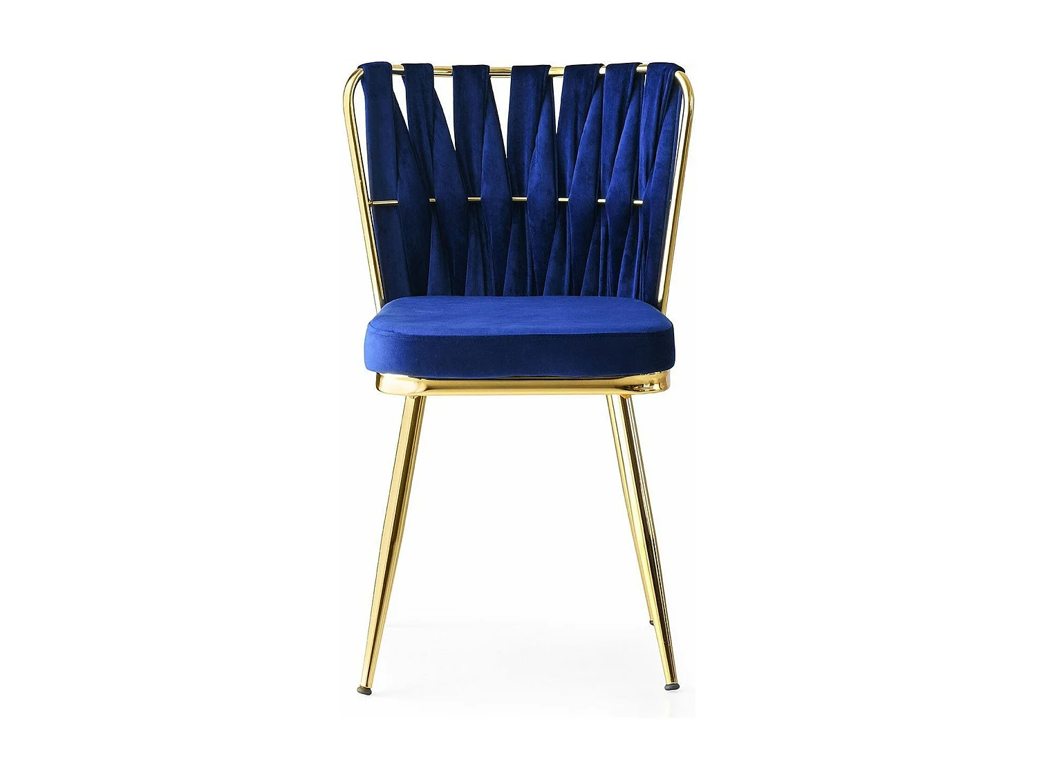 Lot de 4 chaises Scribe Métal Or et Velours Bleu marine