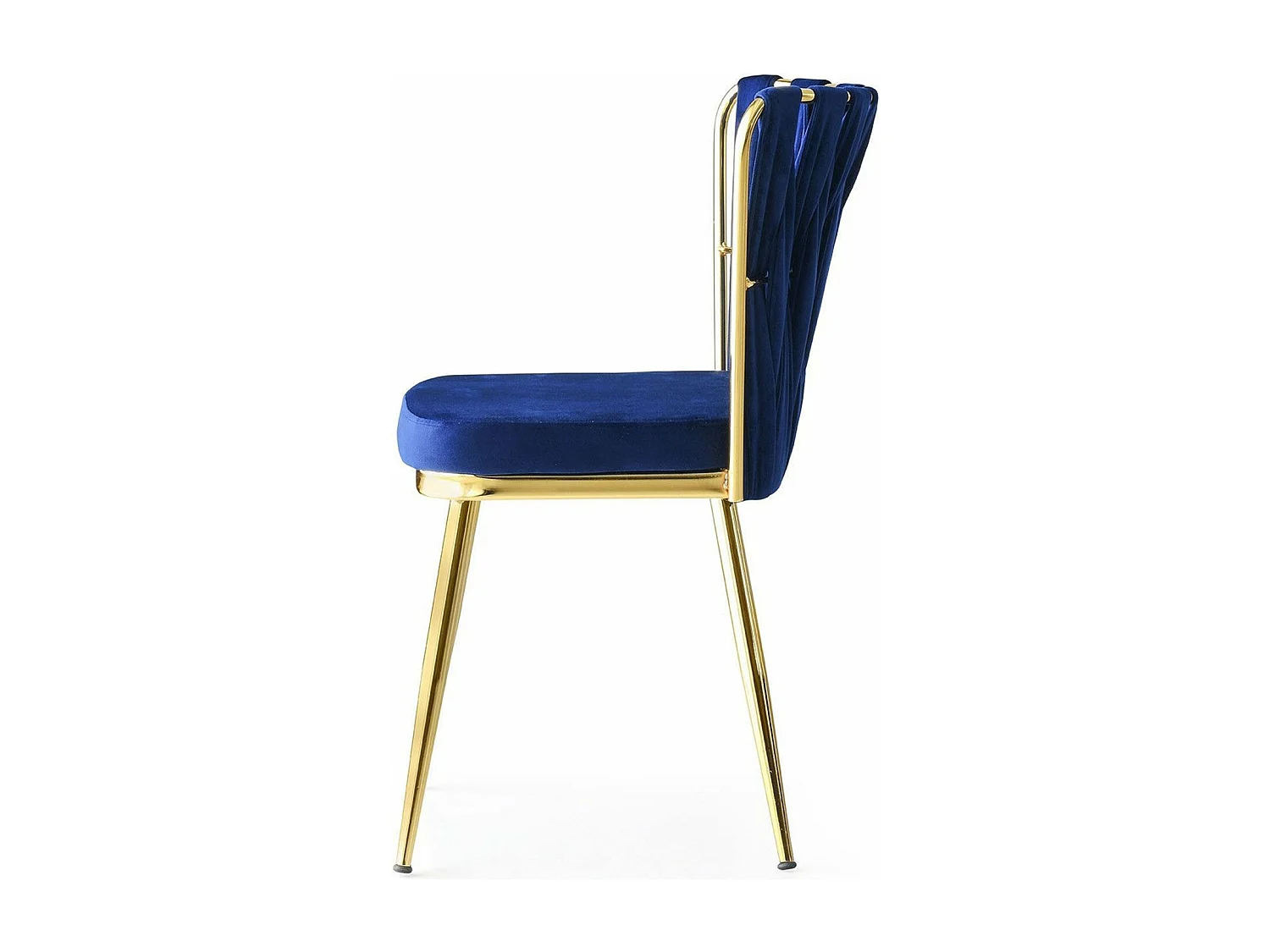 Lot de 4 chaises Scribe Métal Or et Velours Bleu marine