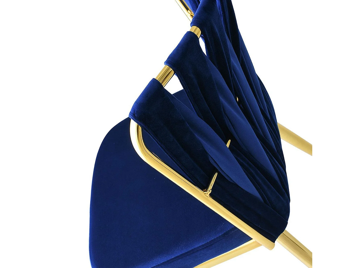 Lot de 4 chaises Scribe Métal Or et Velours Bleu marine