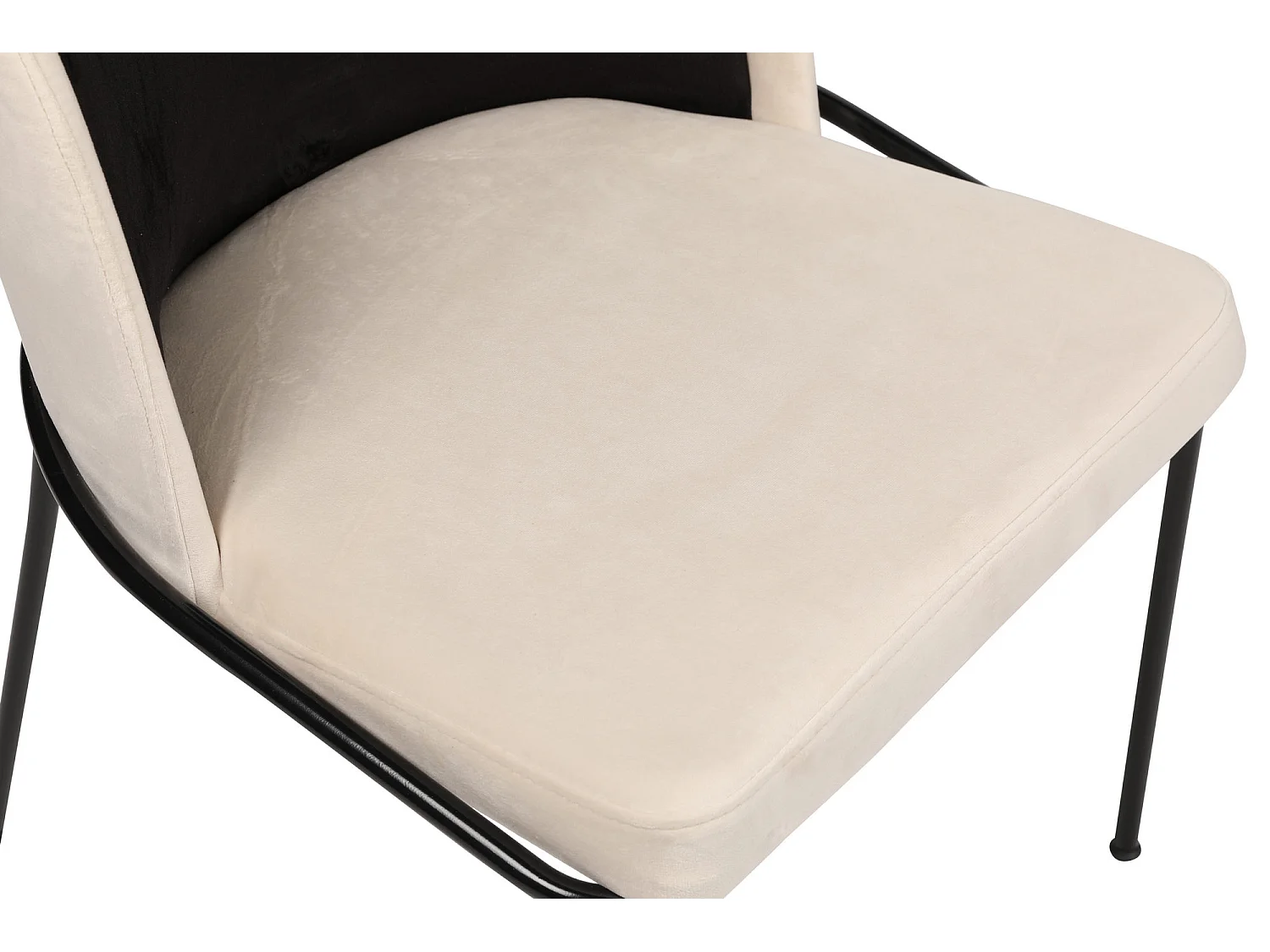 Kareen design stoel met zwart en crème fluwelen zitting en zwart metalen poten - Set van 2