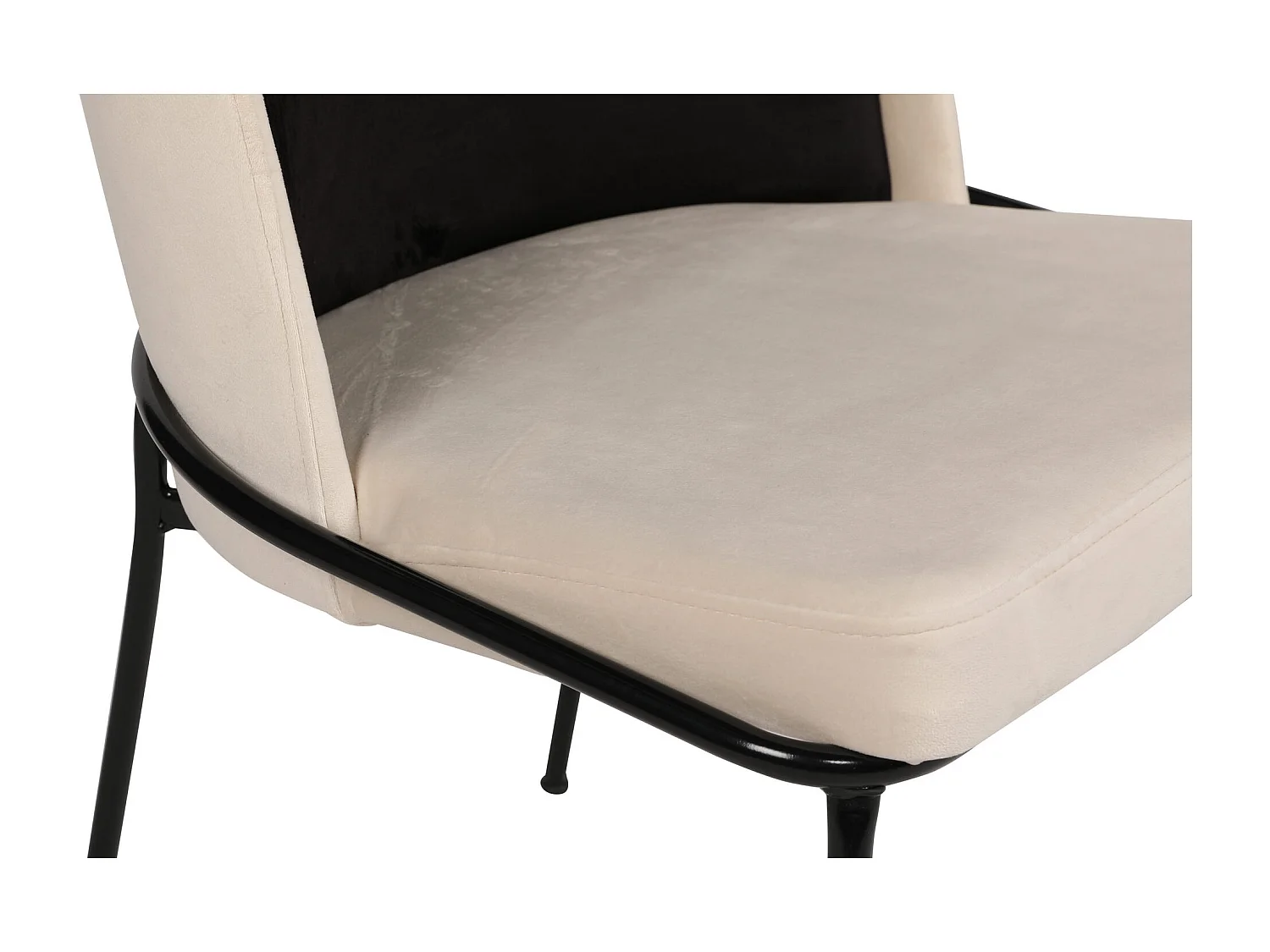 Kareen design stoel met zwart en crème fluwelen zitting en zwart metalen poten - Set van 2