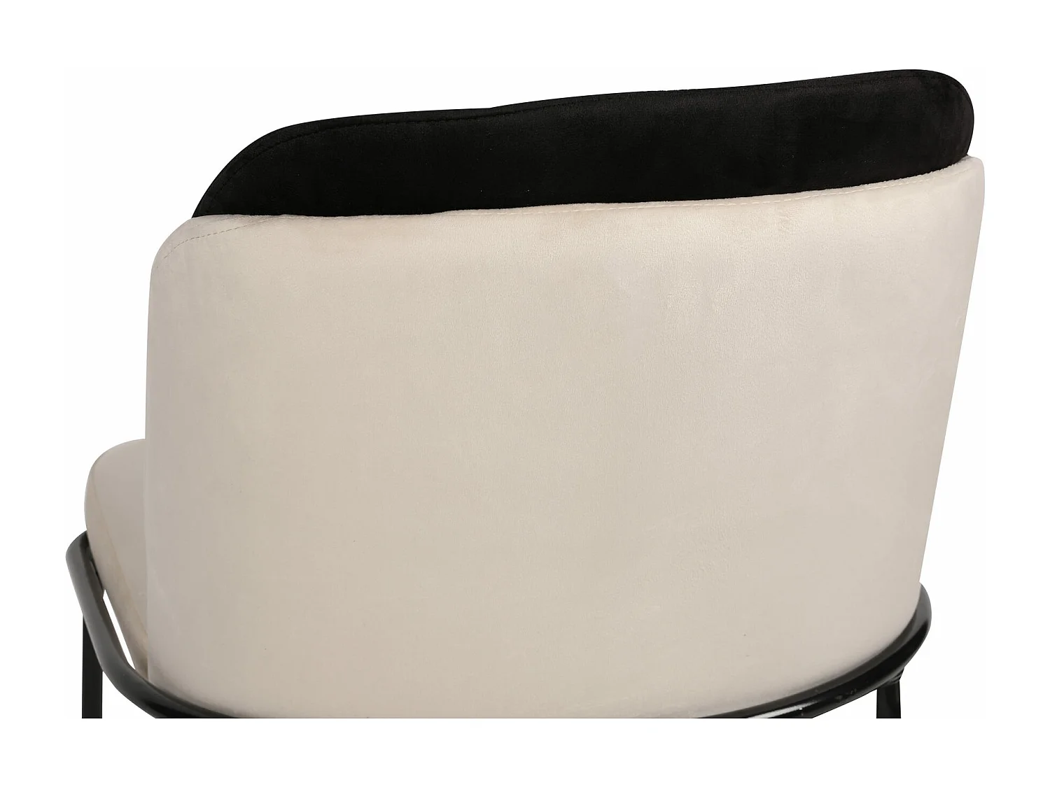 Kareen design stoel met zwart en crème fluwelen zitting en zwart metalen poten - Set van 2