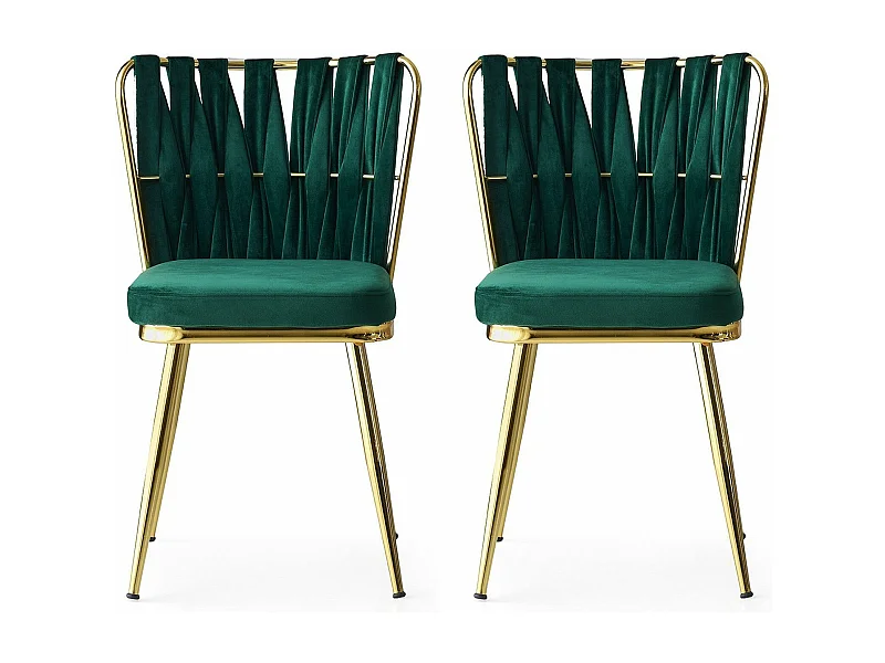 Lot de 2 chaises Scribe Métal Or et Velours Vert