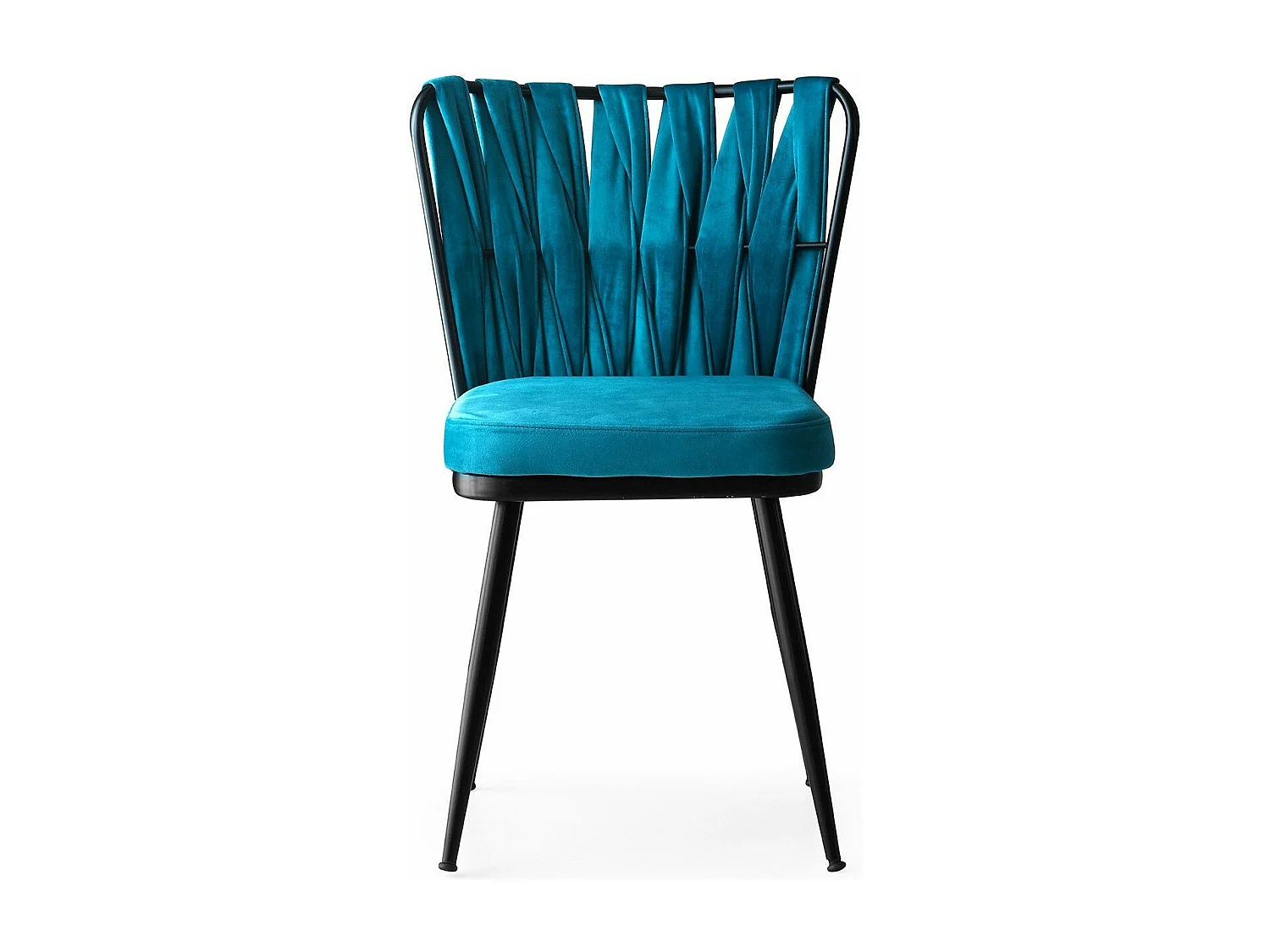 Lot de 2 chaises Scribe Métal Noir et Velours Turquoise