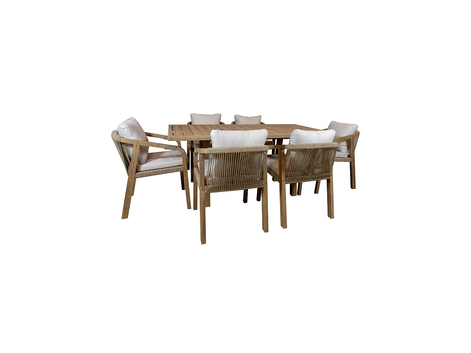 Now's Home - Ensemble De Jardin Table Et Chaises En Bois D'acacia 6 Places