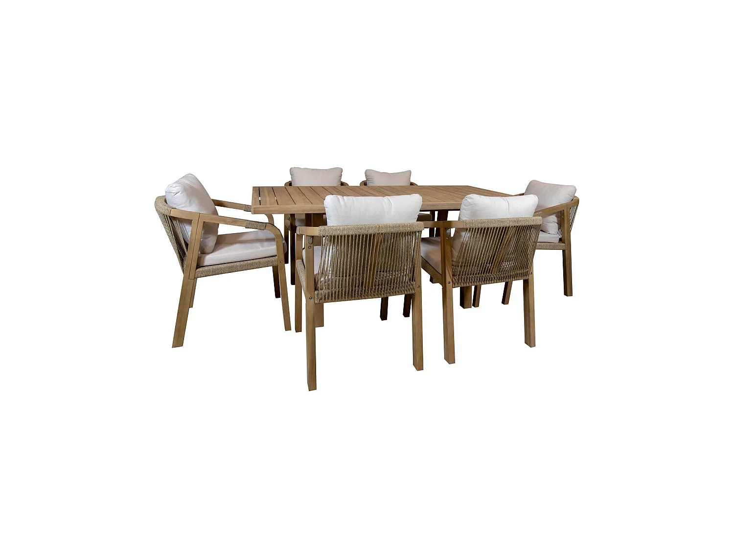 Now's Home - Ensemble De Jardin Table Et Chaises En Bois D'acacia 6 Places