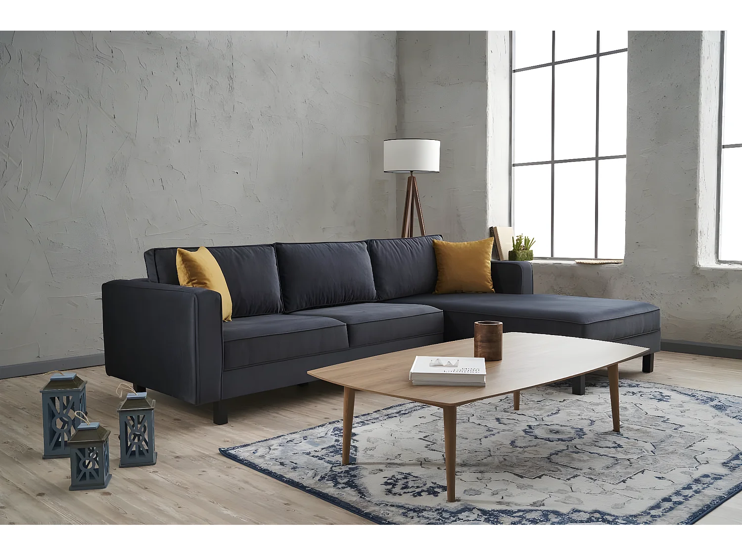 Sofá rinconero Altadena 325, Gris, 258x187x83cm