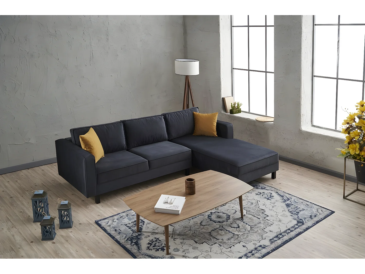 Sofá rinconero Altadena 325, Gris, 258x187x83cm