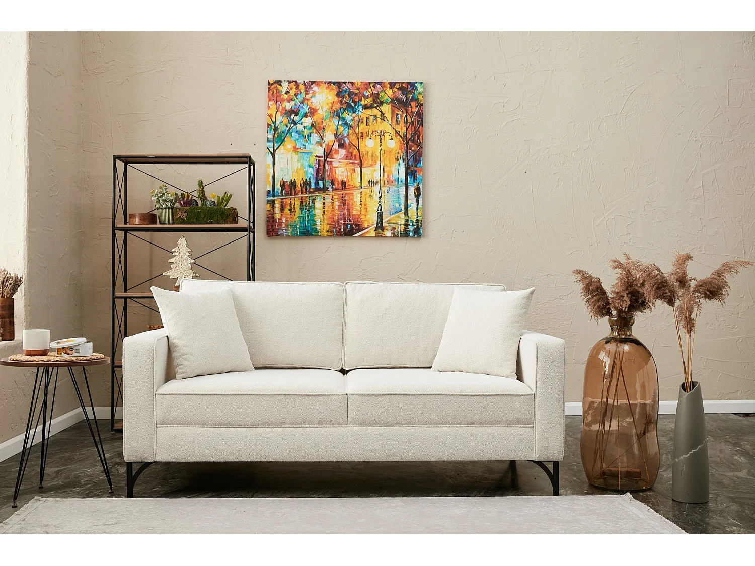 Sofá Altadena 384, De color marrón claro, 180x91x83cm, Tapiz, Patas: Metal