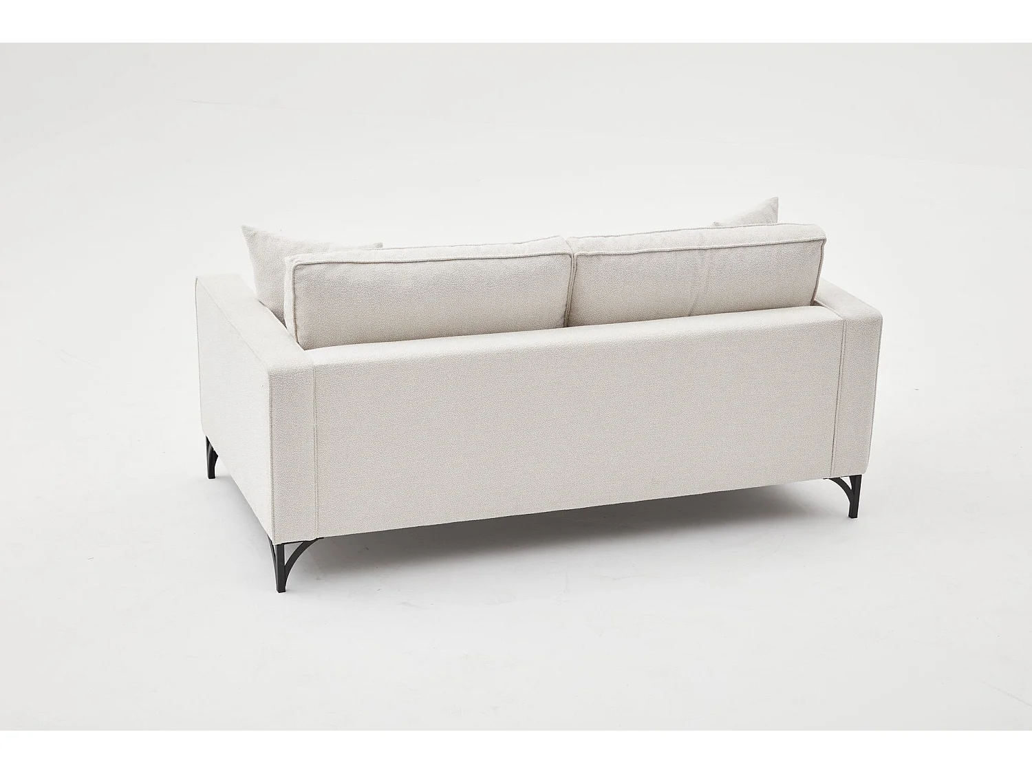 Canapé 2 places Barlino Tissu Blanc crème pieds Noir