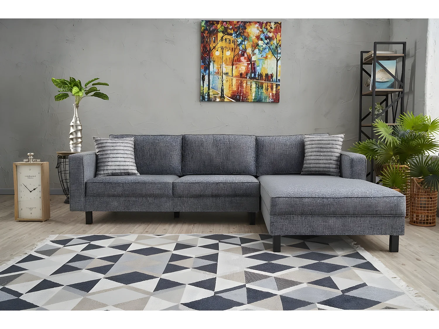 Hoekbank grijs linnen stof Kalena 258 cm-juiste hoek