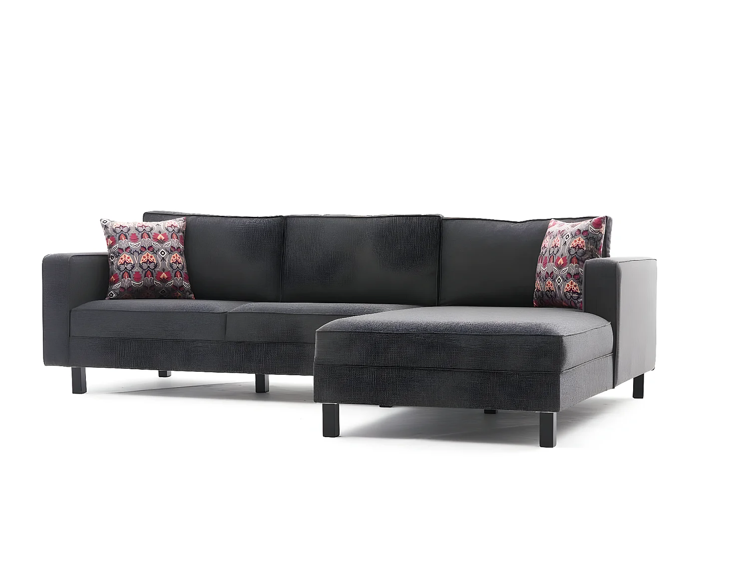 Kalena antraciet linnen stoffen hoekbank 258 cm-juiste hoek