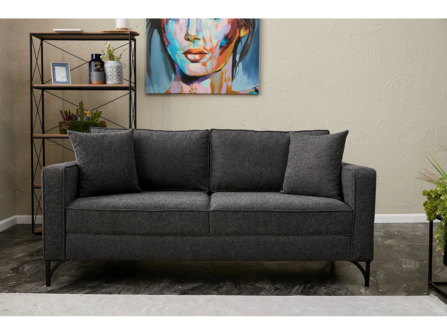 Sofá Altadena 384, Gris, 180x91x83cm, Tapiz, Patas: Metal