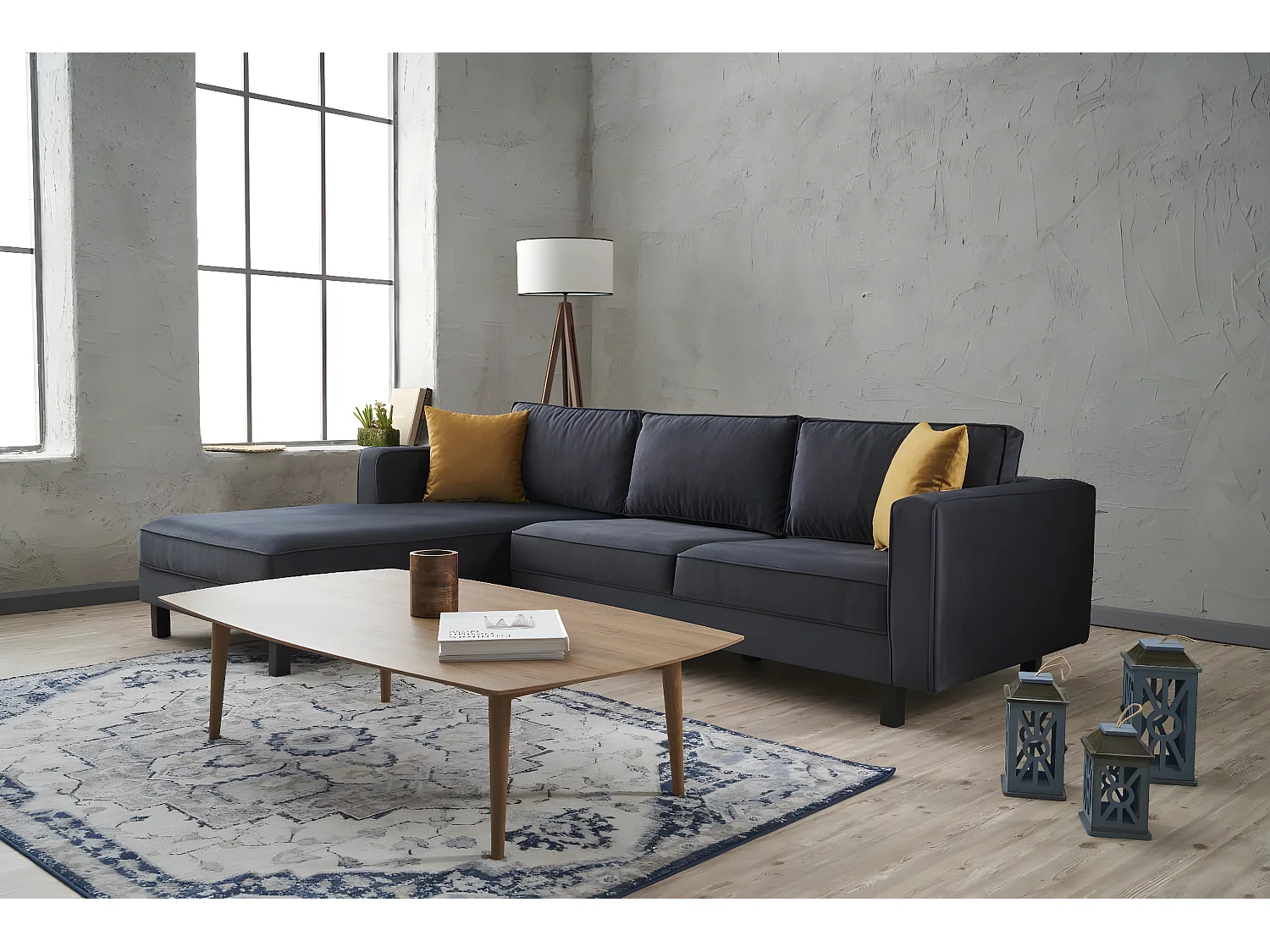 Sofá rinconero Altadena 325, Gris, 258x187x83cm