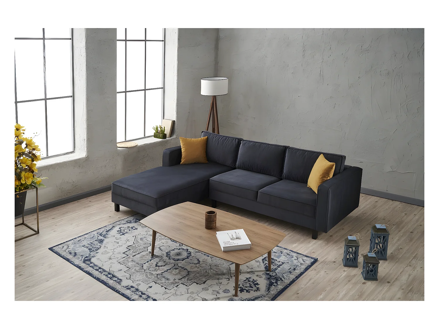 Sofá rinconero Altadena 325, Gris, 258x187x83cm