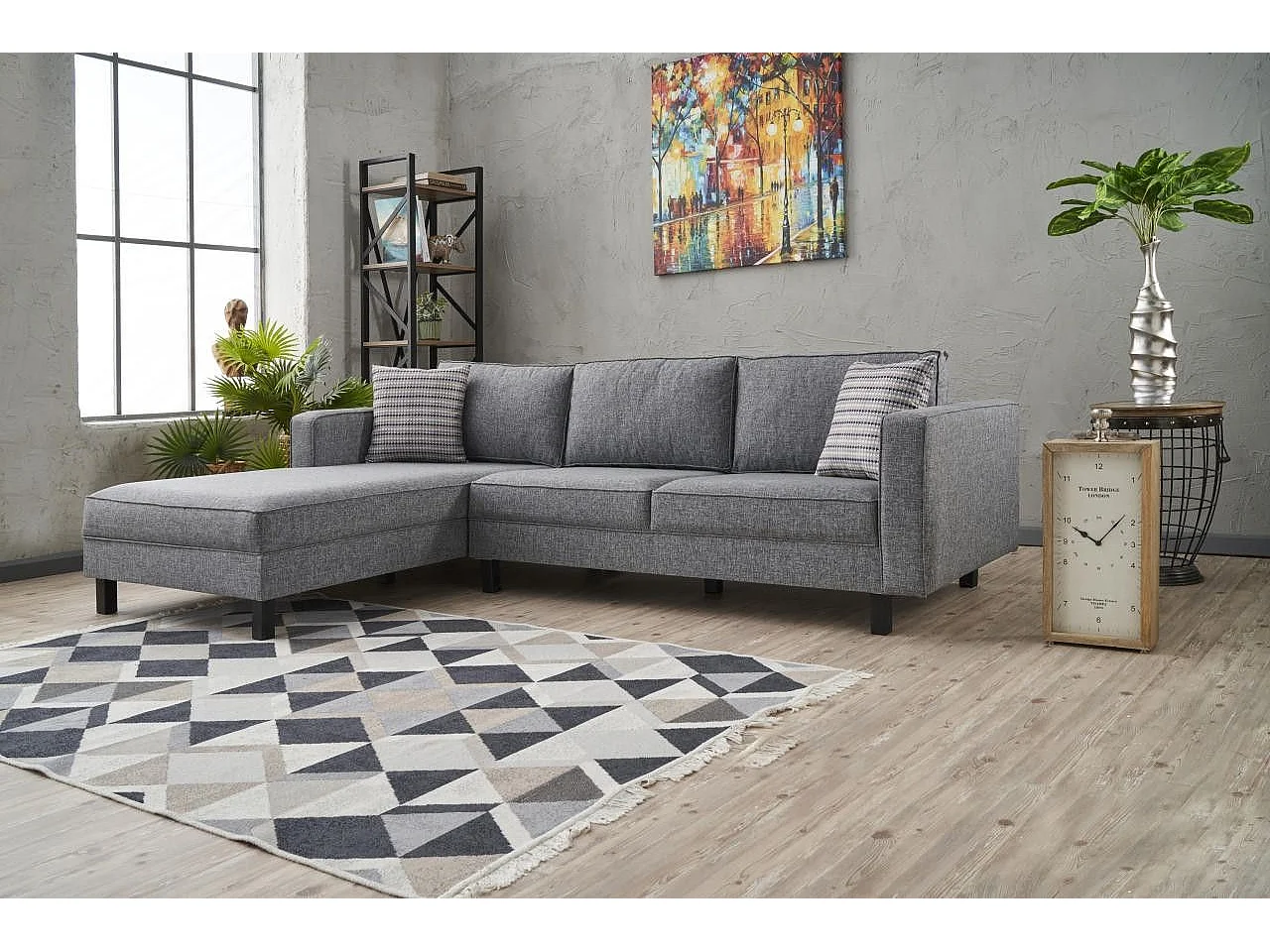 Hoekbank grijs linnen stof Kalena 258 cm-linkerhoek