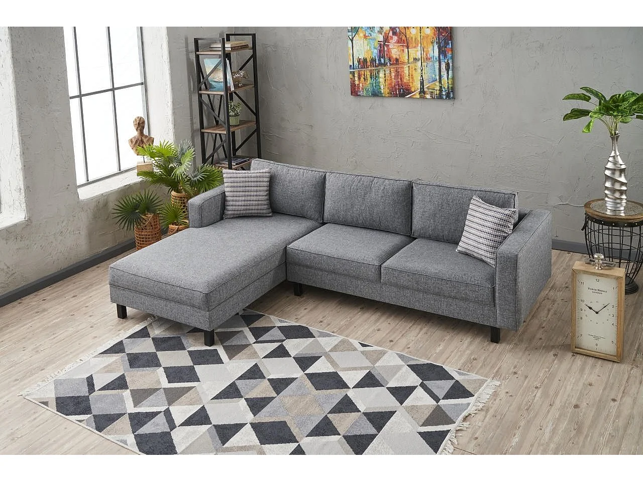 Hoekbank grijs linnen stof Kalena 258 cm-linkerhoek